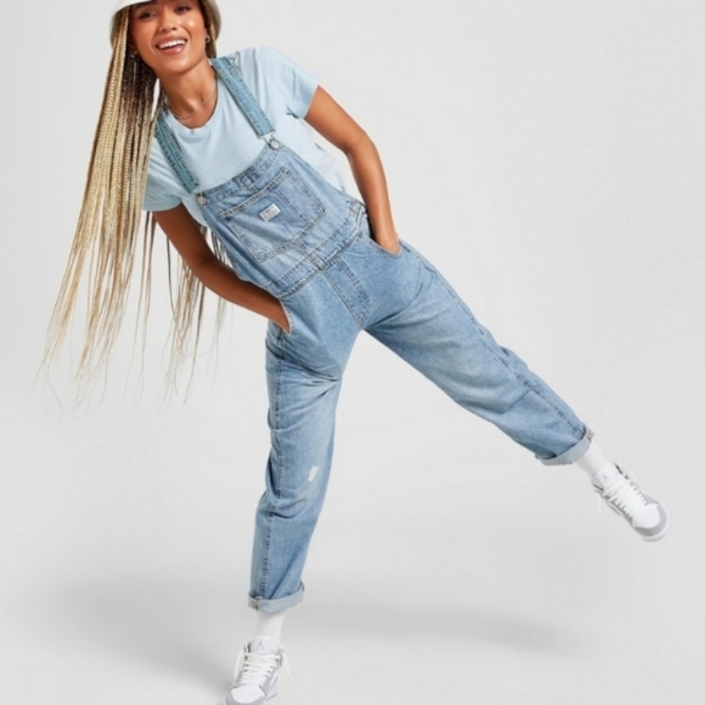 Levi's Loose Fit Overalls Light Wash Denim Jean Pants Jumpsuit - Picture 2 of 16